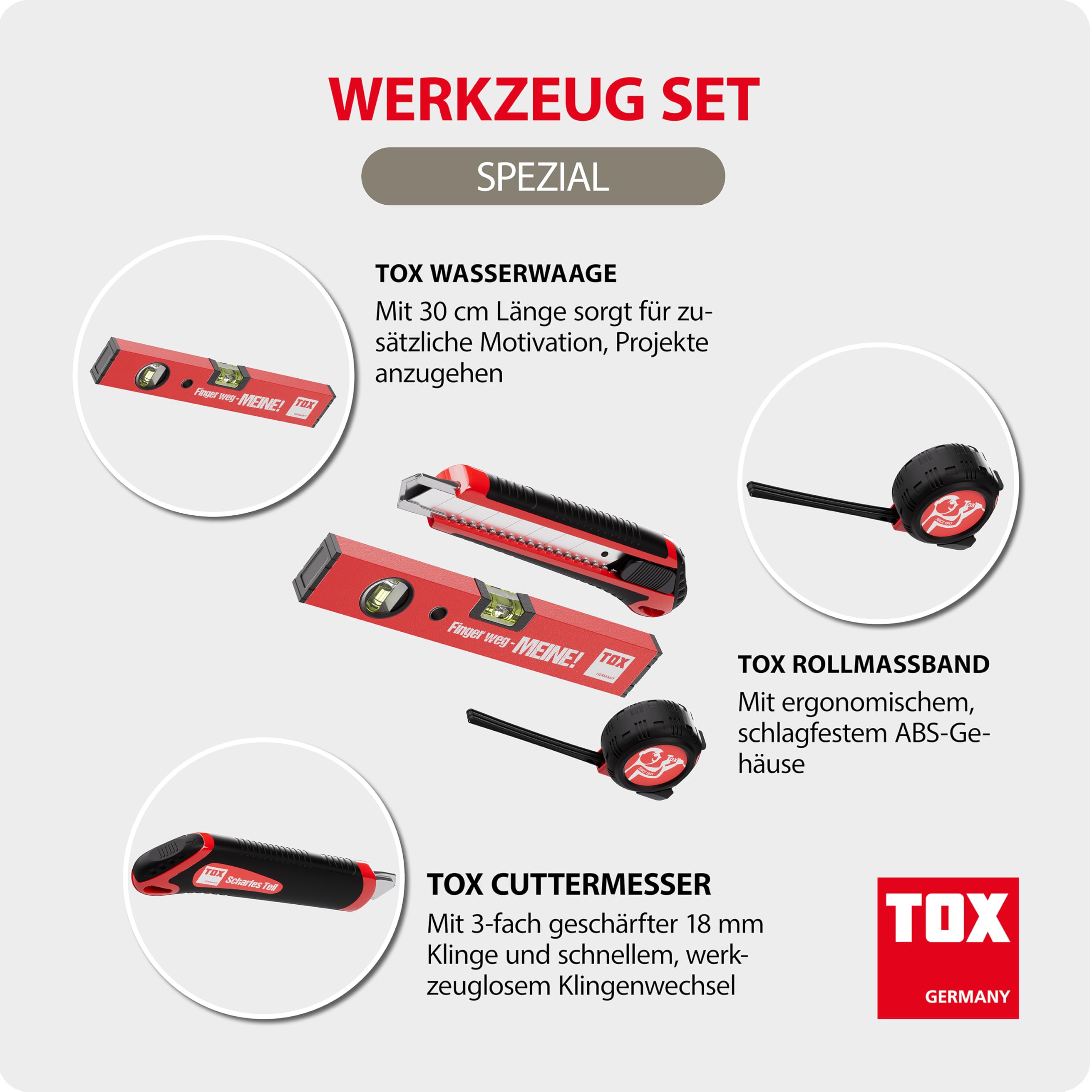 tox-werkzeug-set-09790903-cuttermesser-5-m-rollma-band-30-cm-wasserwaage image 2