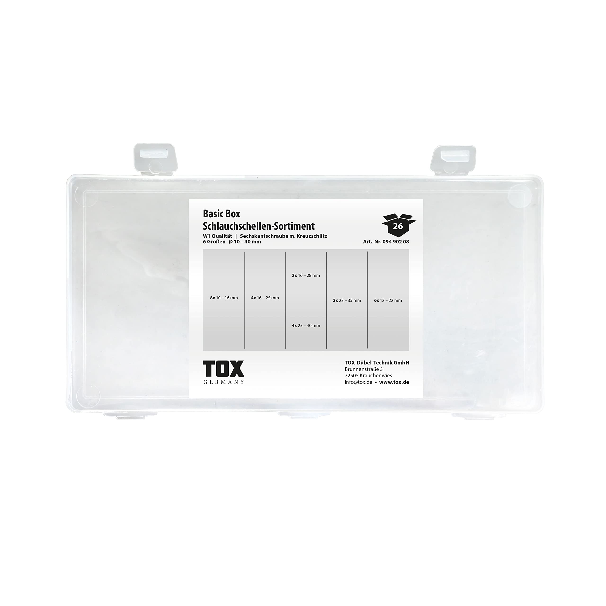 tox-schlauchschellen-sortiment-verzinkter-stahl-10-40-mm-26-teilig-in-box image 4