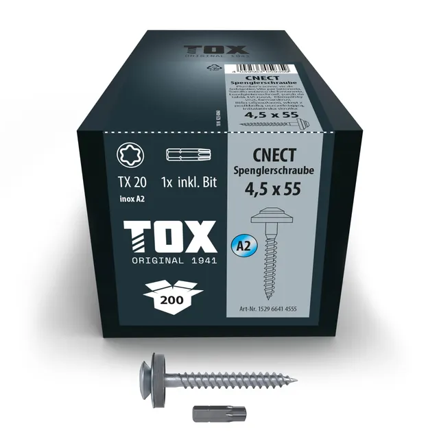 tox-cnect-spenglerschrauben-4-5x55-mm-edelstahl-a2-tx20-200-st-ck image 1