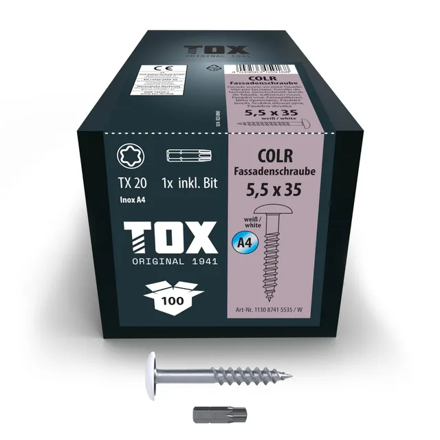 tox-fassadenschrauben-colr-5-5x35-mm-a4-wei-ral9010-100-st-ck image 1