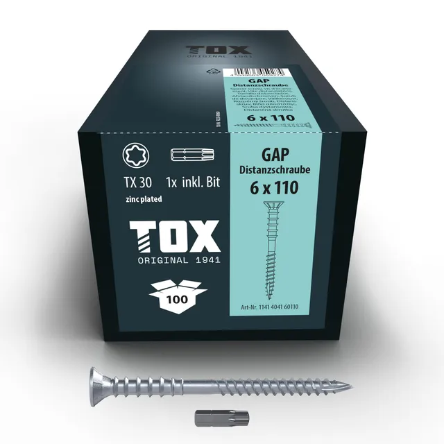 tox-distanzschrauben-gap-6-0-x-110-mm-verzinkt-tx30-100-stueck image 1