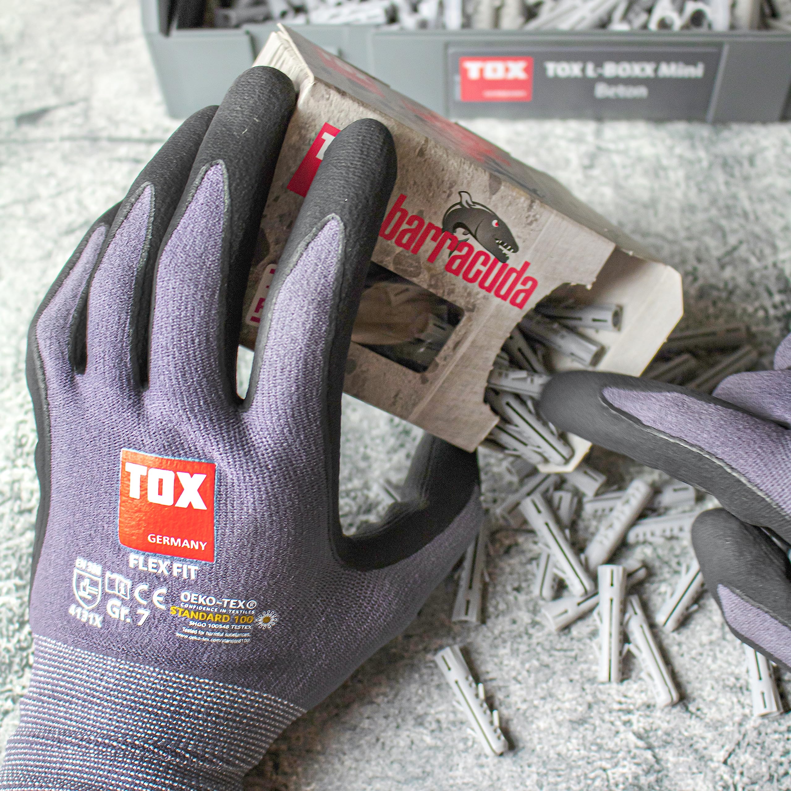 tox-flex-fit-montagehandschuhe-gr-e-8-grau-schwarz-nylon-mit-nitril-5-paar image 4