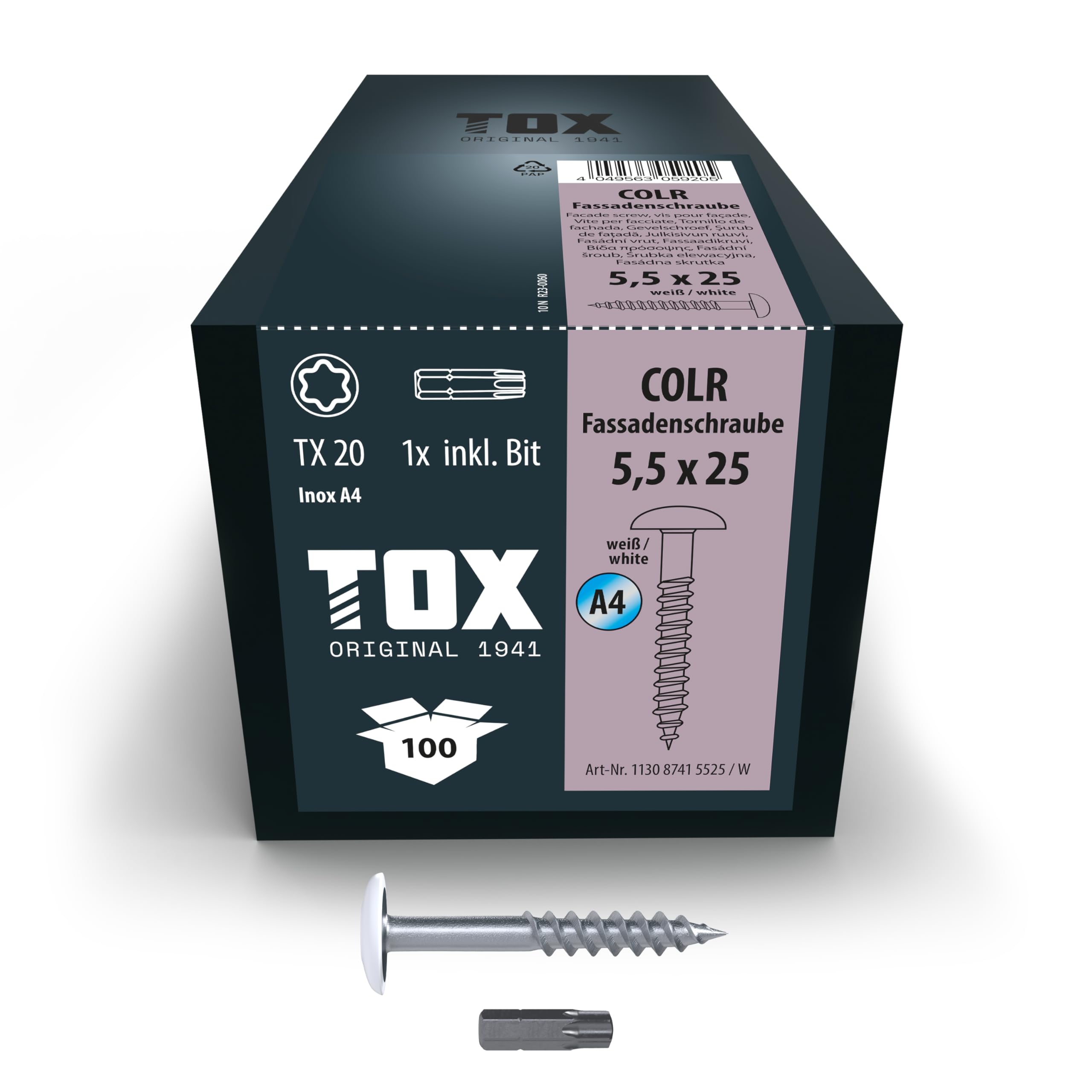 tox-colr-fassadenschrauben-5-5-x-25-mm-a4-tellerkopf-lackiert-100-st-ck image 1