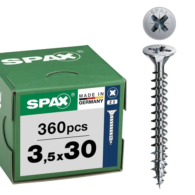 spax-universalschraube-3-5-x-30-mm-senkkopf-z2-vollgewinde-wirox-360-st-ck image 1