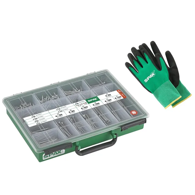 spax-wirox-schrauben-set-teilgewinde-senkkopf-384-st-in-14-gr-en-mit-3-bits image 1