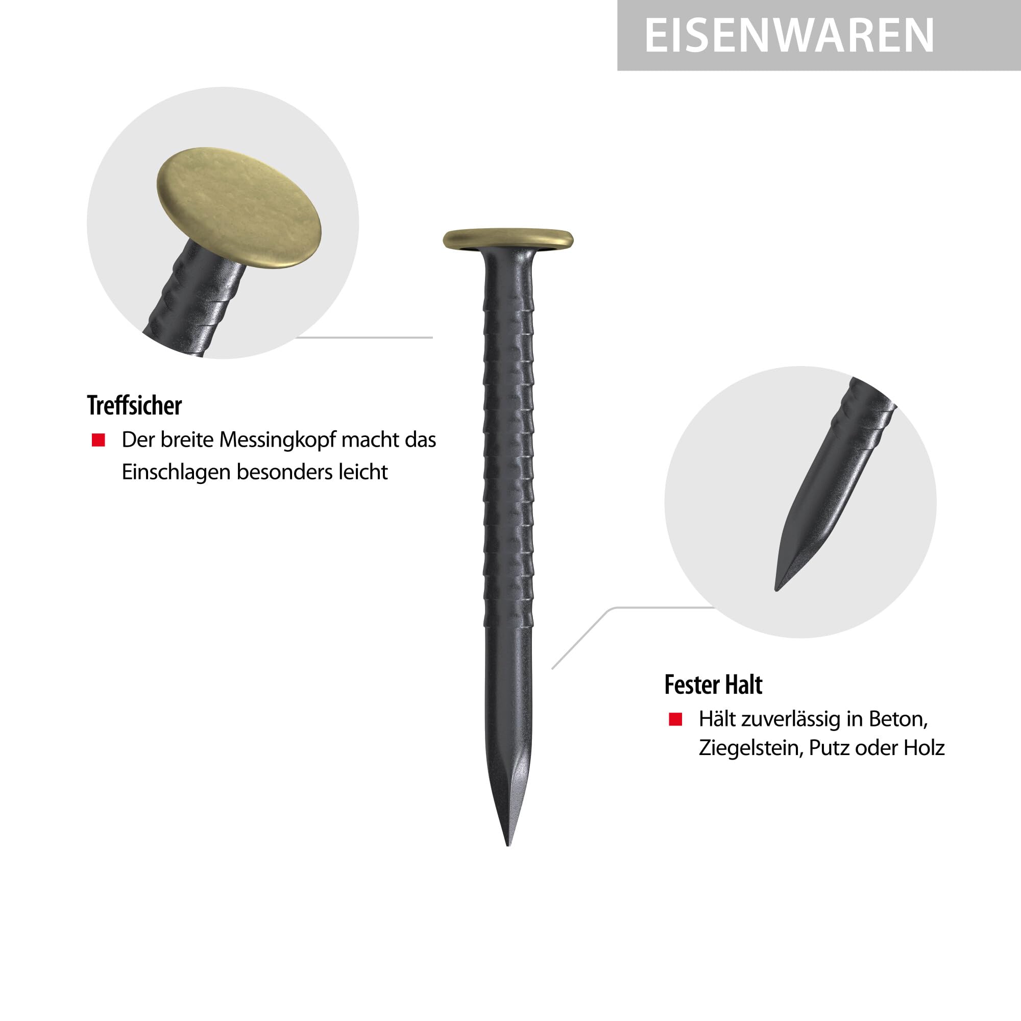 tox-home-classic-bildernagel-set-2-0x20-25-30-mm-mit-messingkopf-schlosserhammer image 2