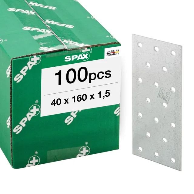 spax-lochplatte-40x160x1-5-mm-flachverbinder-verzinkt-100-stk image 1