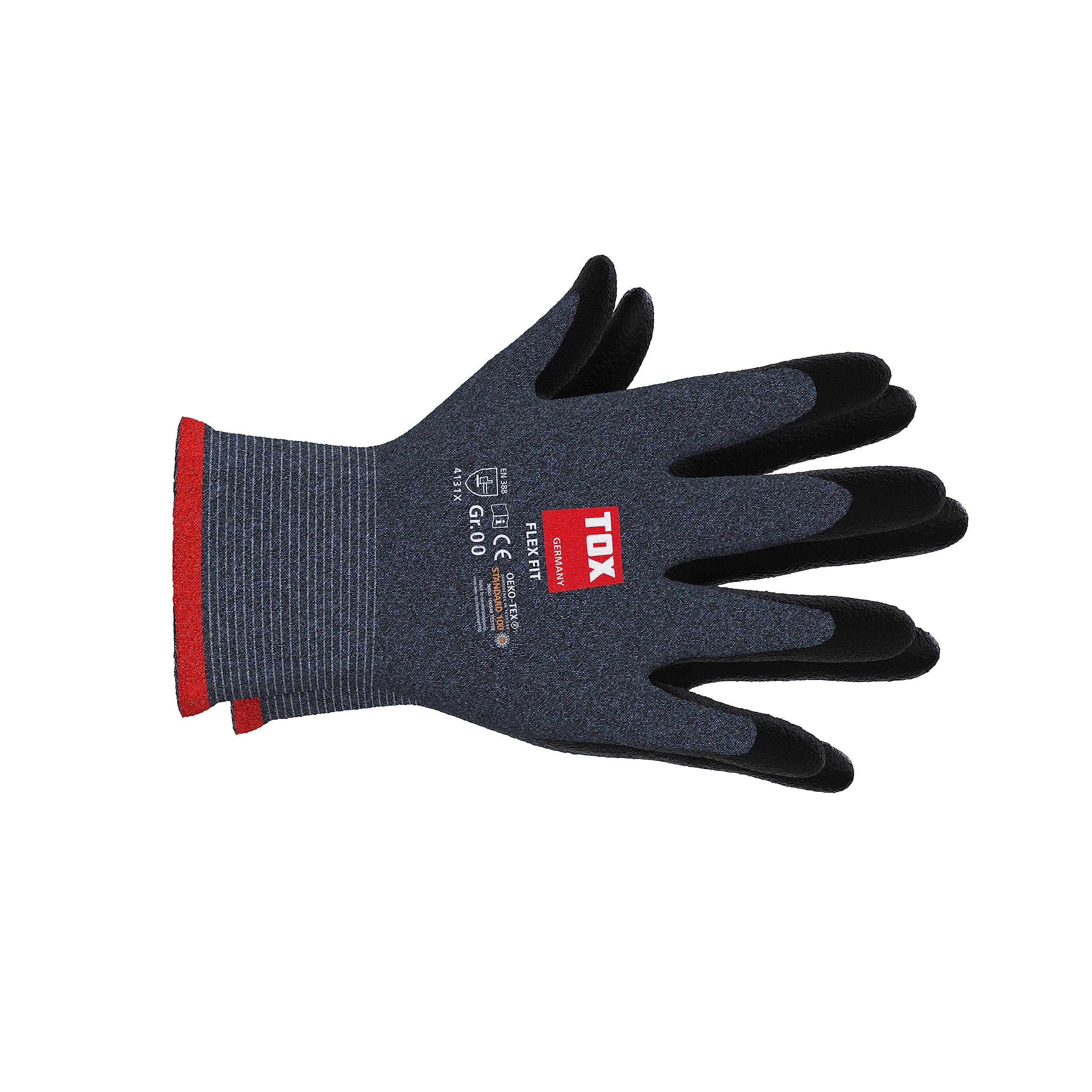 tox-flex-fit-montagehandschuhe-gr-e-8-grau-schwarz-nylon-mit-nitril-5-paar image 2