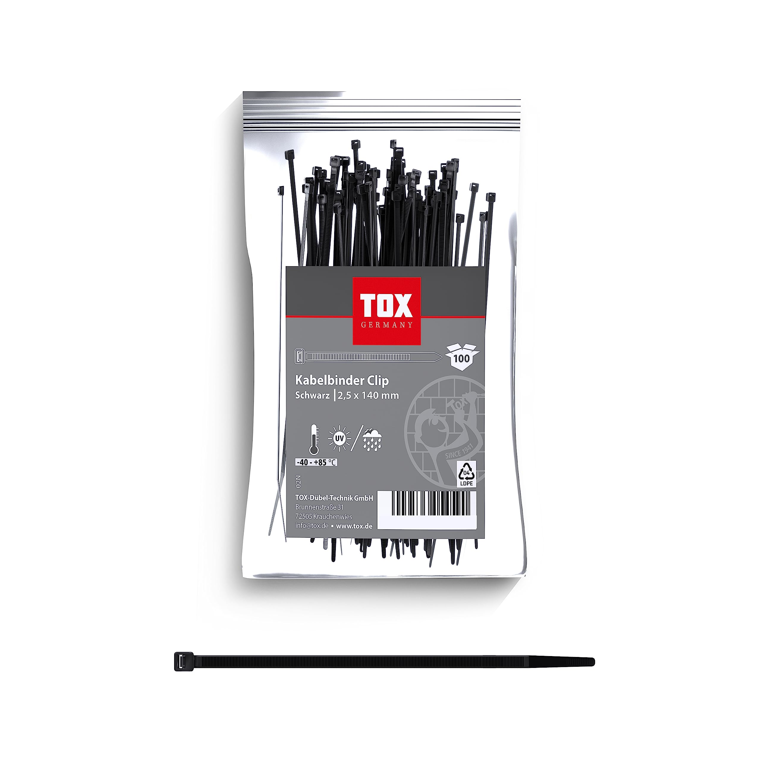 tox-kabelbinder-clip-schwarz-2-5-x-140-mm-100-st-ck image 1