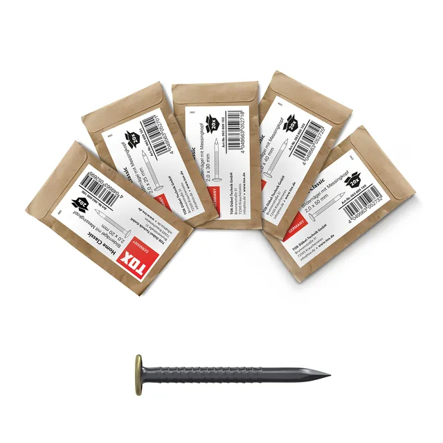 tox-home-classic-bildernagel-set-2-0-mm-100-st-ck-stahln-gel-mit-messingkopf image 1