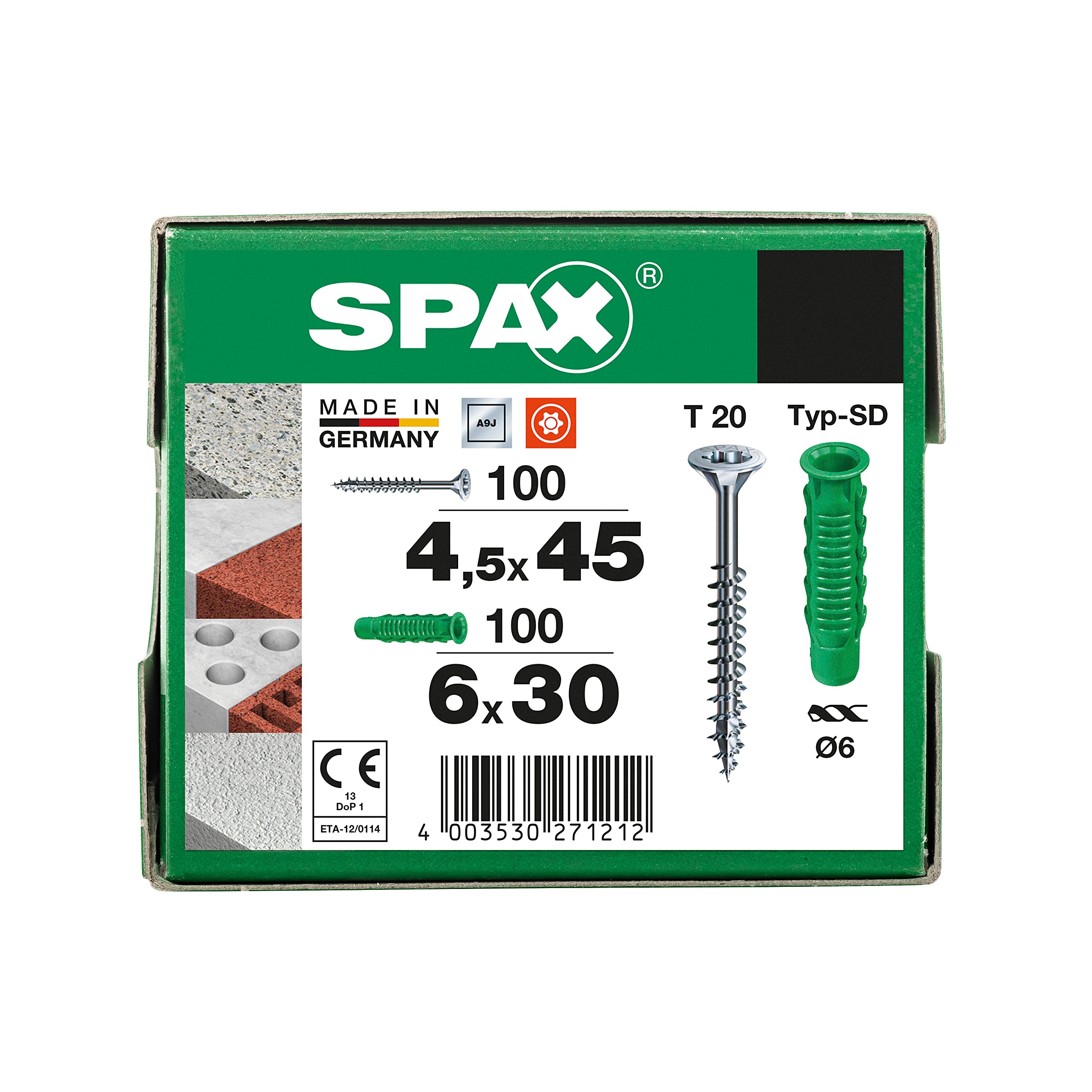 spax-d-bel-schrauben-set-200-tlg-100x-universalschraube-4-5x45-100x-spreiz-d-bel image 5