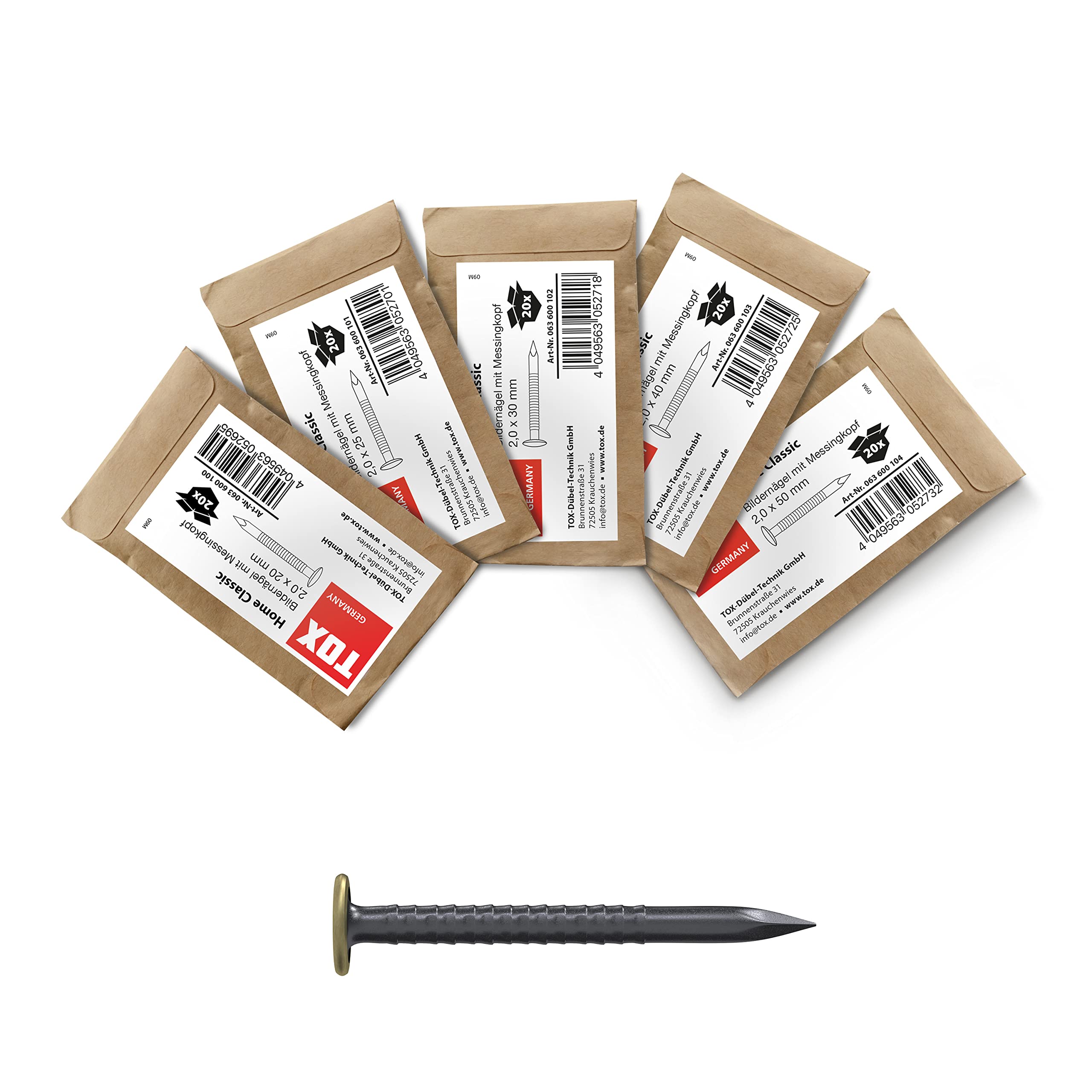 tox-home-classic-bildernagel-set-2-0-mm-100-st-ck-stahln-gel-mit-messingkopf image 1
