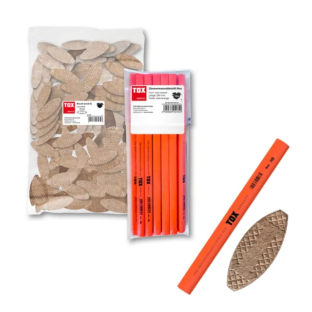 tox-biscuit-wood-xl-p0-flachd-bel-set-aus-buche-250-st-ck-12-zimmermannsbleistif image 1