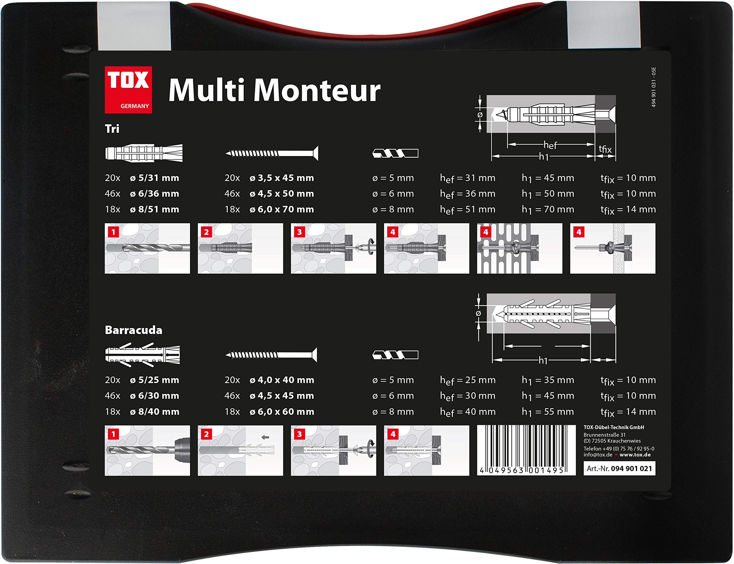 tox-monteur-multi-sortimentskoffer-tri-barracuda-mit-schrauben-336-teilig image 4