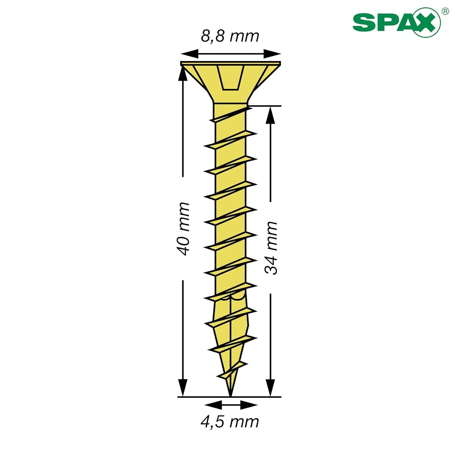 spax-universalschraube-4-5x40-mm-senkkopf-z2-vollgewinde-yellox-180-st image 2