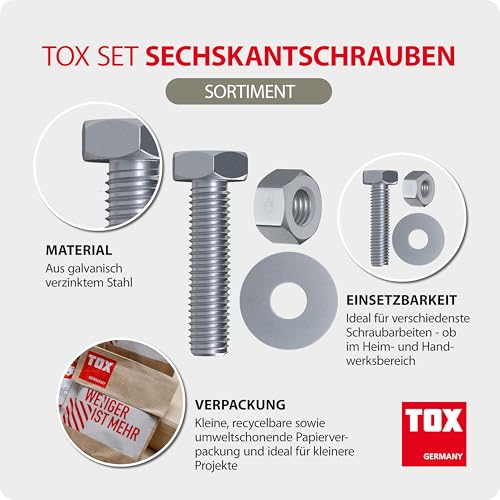 tox-sechskantschrauben-set-100-tlg-m5-mit-mutter-und-u-scheibe-verzinkt image 6