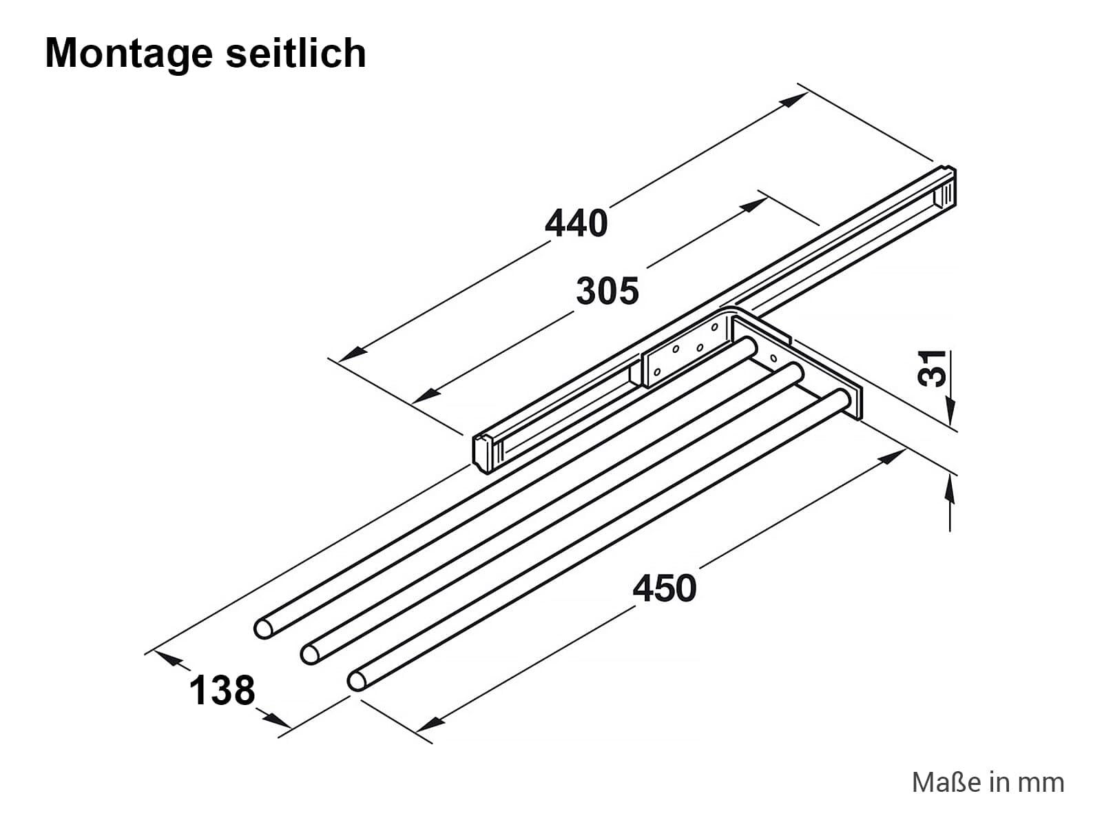 h-fele-510-50-735-handtuchhalter-mit-3-stangen-450-mm-wei-zur-seiten-obermontage image 4
