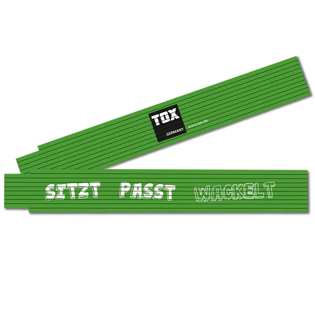 tox-sitzt-passt-wackelt-zollstock-2-m-gr-n-gliederma-stab-aus-buchenholz image 1