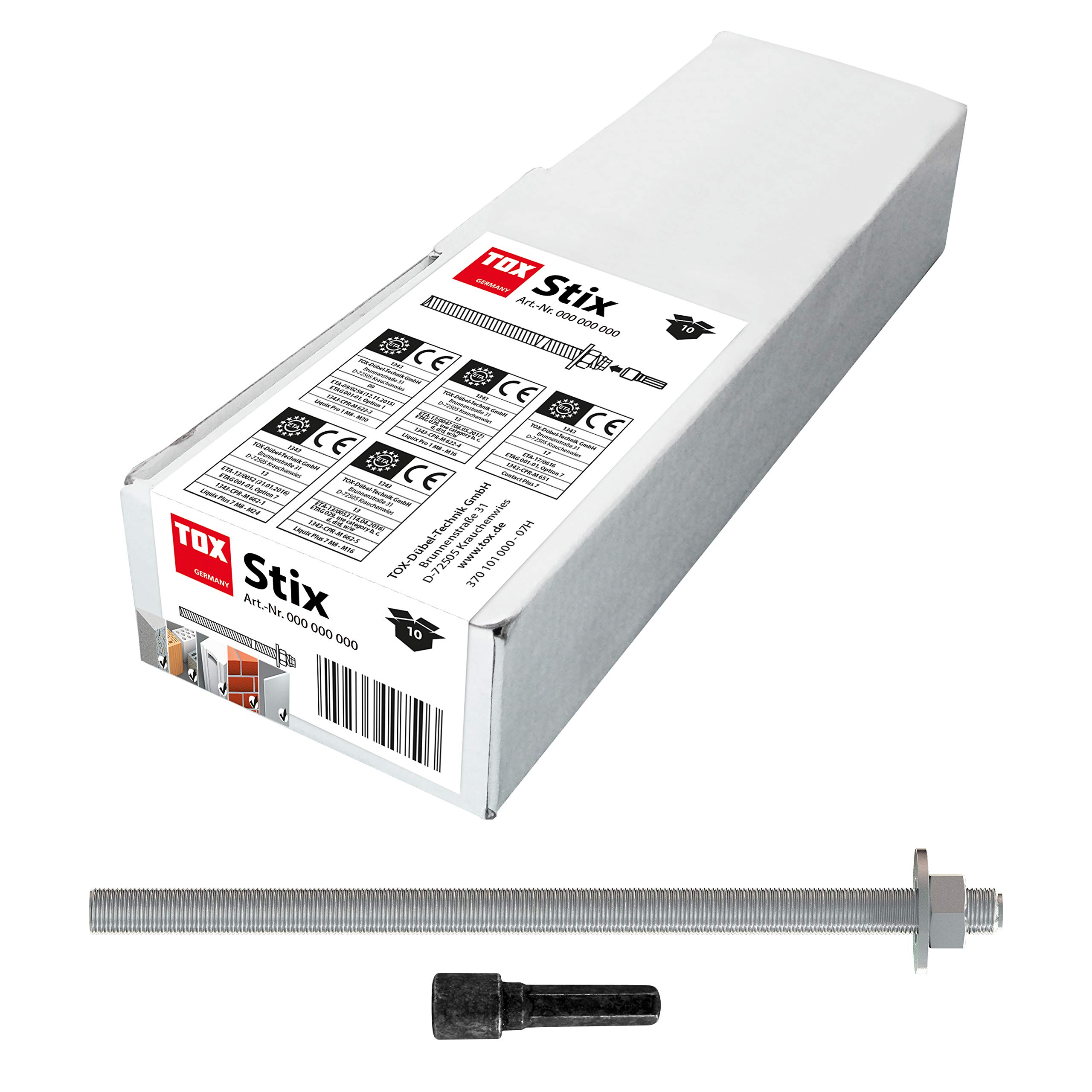 tox-gewindestange-stix-vz-m10-x-130-verzinkt-10-st-ck-mit-muttern image 1