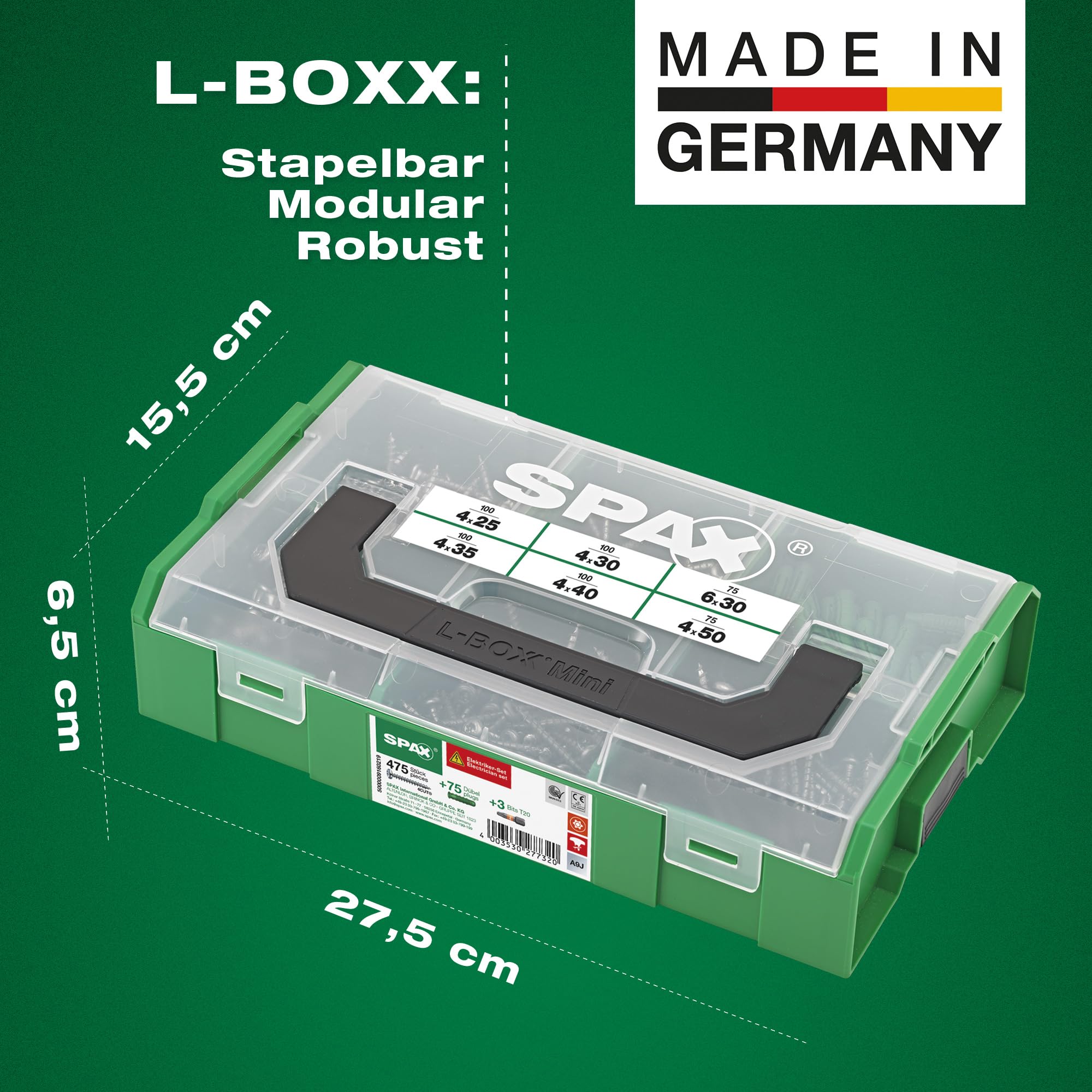 spax-elektriker-set-l-boxx-mini-553-teilig-halbrundkopfschrauben-d-bel-bits image 8