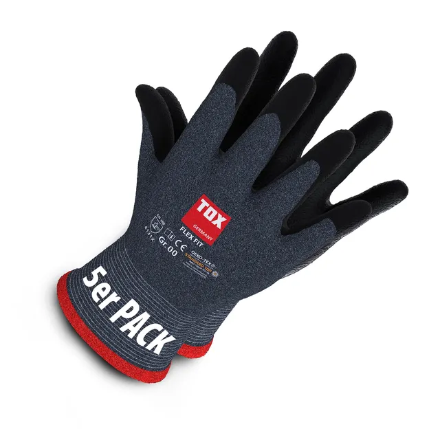 tox-flex-fit-montagehandschuhe-gr-e-8-grau-schwarz-nylon-mit-nitril-5-paar image 1